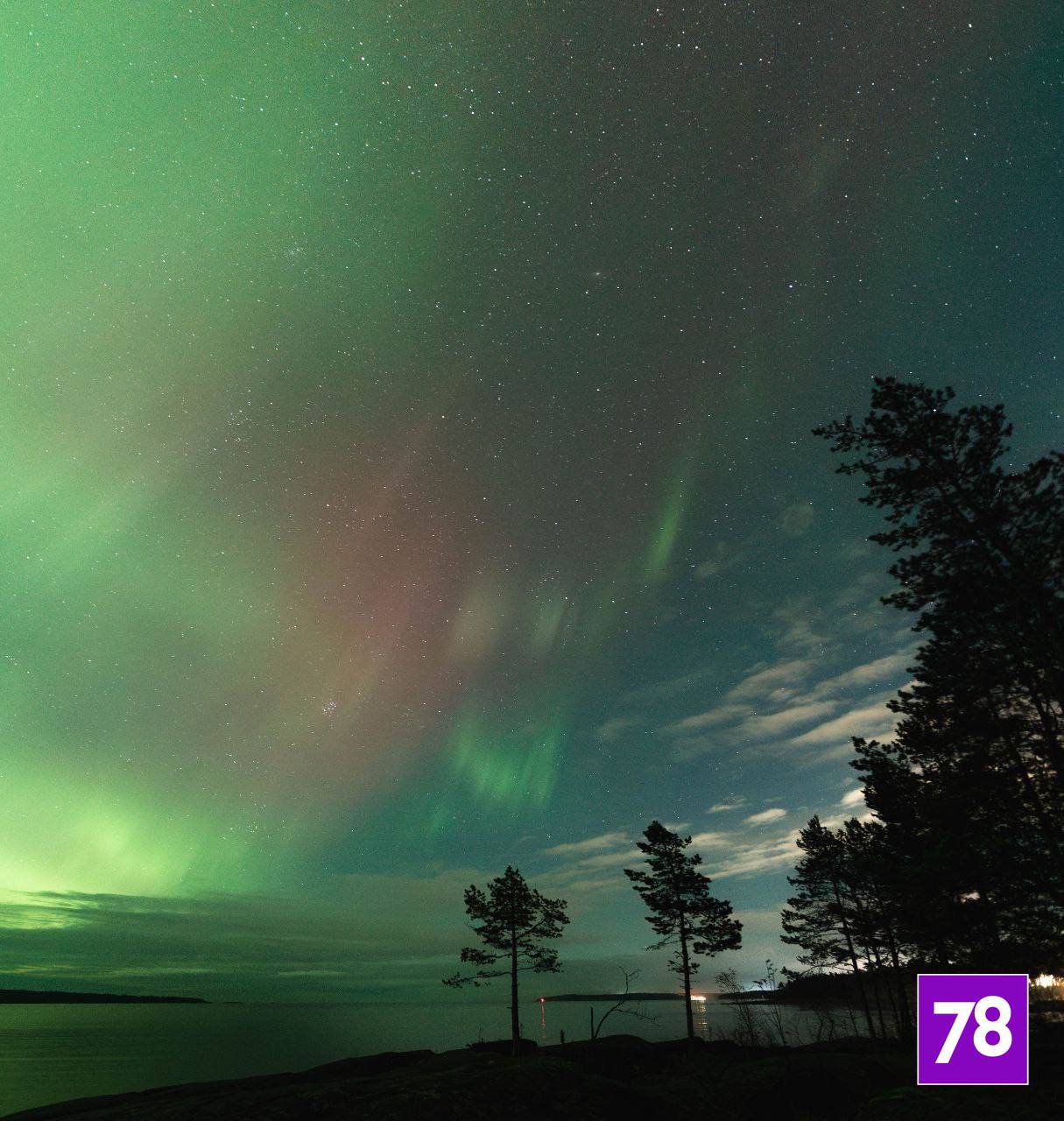 Северное сияние озарило небо над Ленобластью Северное сияние озарило небо над Ленобластью