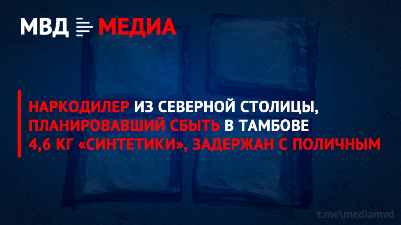 Наркодилер из Северной столицы, планировавший сбыть в Тамбове 4,6 кг «синтетики», задержан с поличным