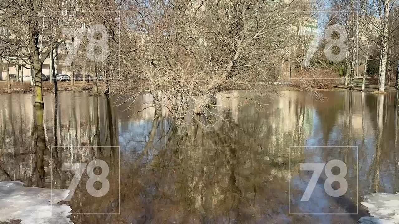 Парк Академика Сахарова с приходом весны сильно преобразился — сугробы превратились в гигантские лужи