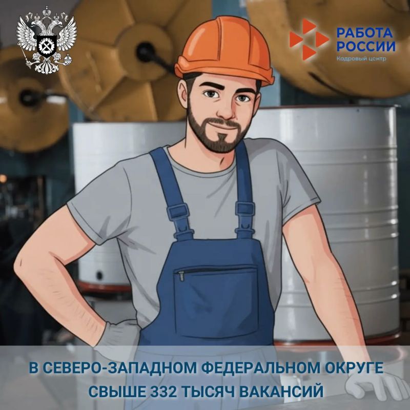 На платформе «Работа в России» представлено свыше 332 тысяч вакансий в Северо-Западном федеральном округе